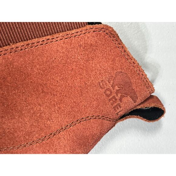 Sorel Joan of Arctic Suede Leather Chelsea Boots Womens 8 Orange Wedge Pull On - Picture 8 of 10